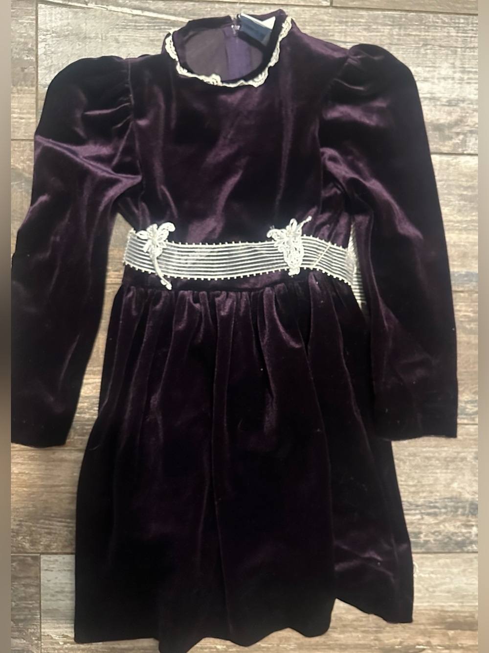 Vintage Rare Editions girl's velvet burgundy and lace dress.